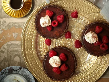 mocha, walnut and prune tarts