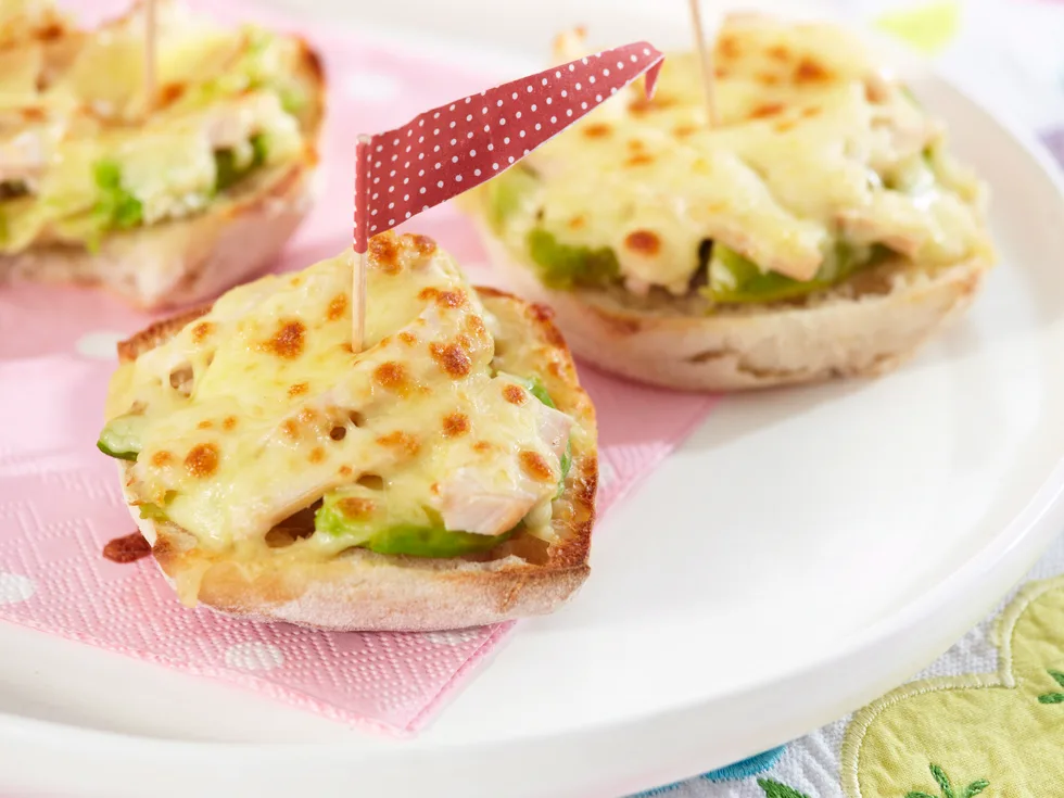 Open chicken and avocado melts