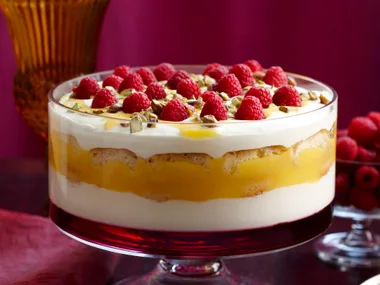 Orange curd and raspberry trifle