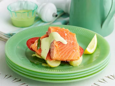 Poached ocean trout and potato with herb mayo