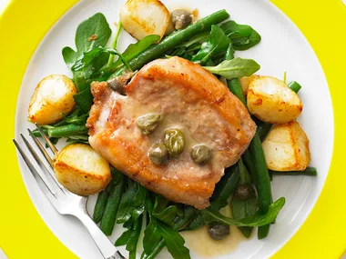 Pork steaks with caper and lemon sauce