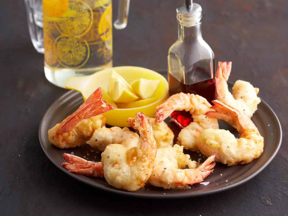 Prawn fritters with red wine vinegar