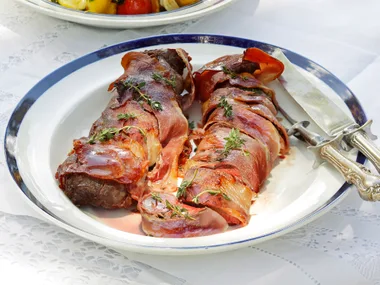 Prosciutto-wrapped venison