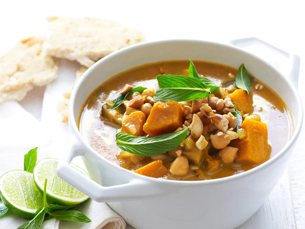 pumpkin, eggplant and chickpea curry