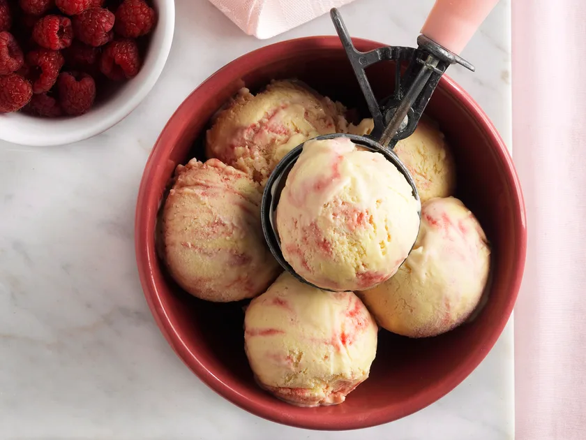 Raspberry ripple ice-cream