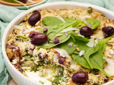 Rice and spinach gratin