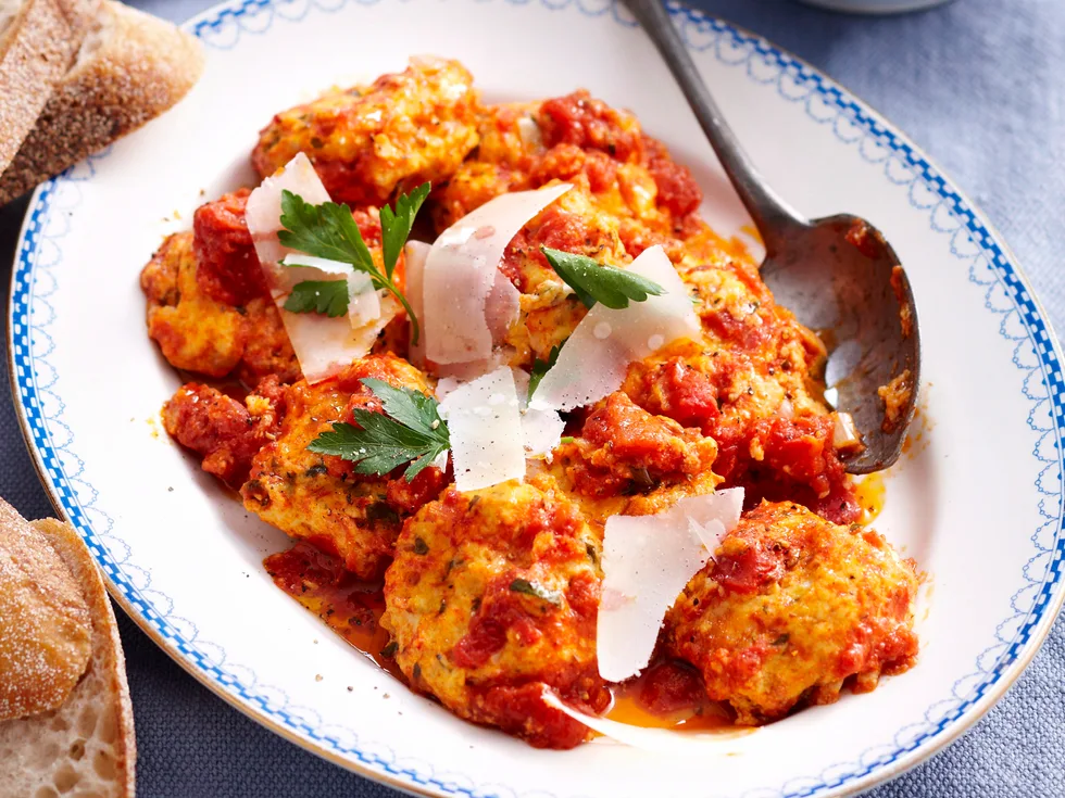 Ricotta dumplings in tomato sauce
