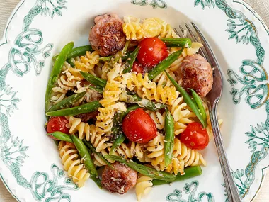 Sausage, basil and tomato pasta