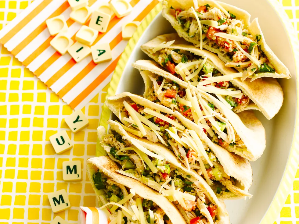 Shredded chicken tabouli pockets