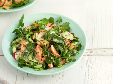 Smoked trout, cucumber and watercress salad