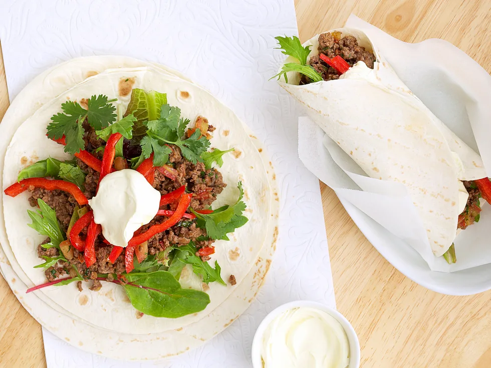 Spicy beef burritos