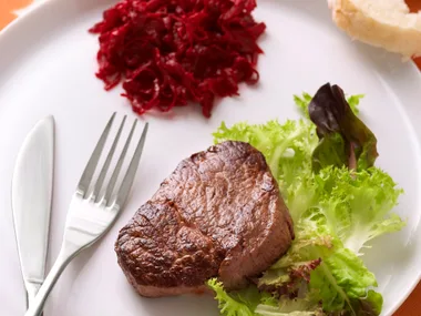 Steak with roast beetroot salsa