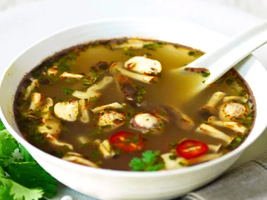 Tom yum with mushrooms