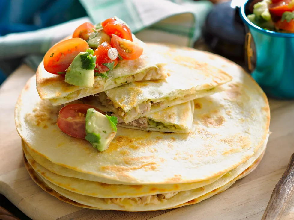 Tuna quesadilla with chunky avocado salsa