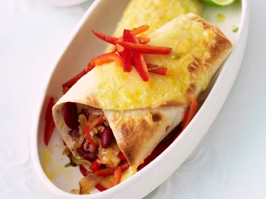 Vegetarian Burritos with red capsicum salsa
