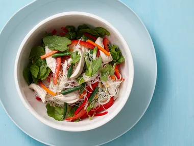 Warm thai chicken and vermicelli noodle salad