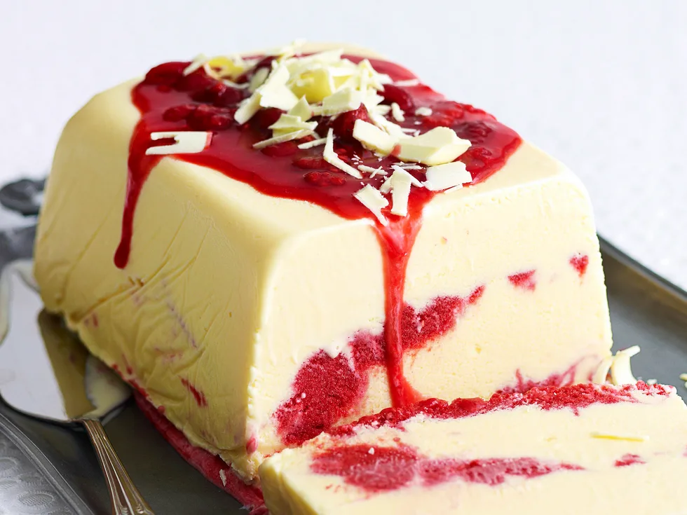 White chocolate and raspberry ripple ice cream