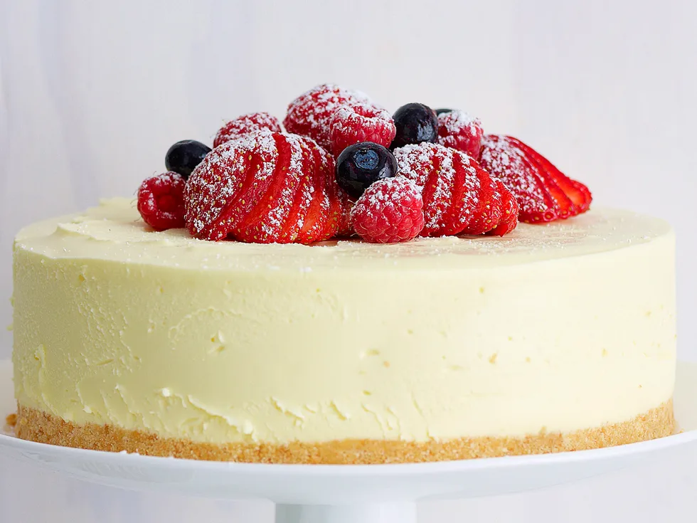 White chocolate cheesecake and mixed berries