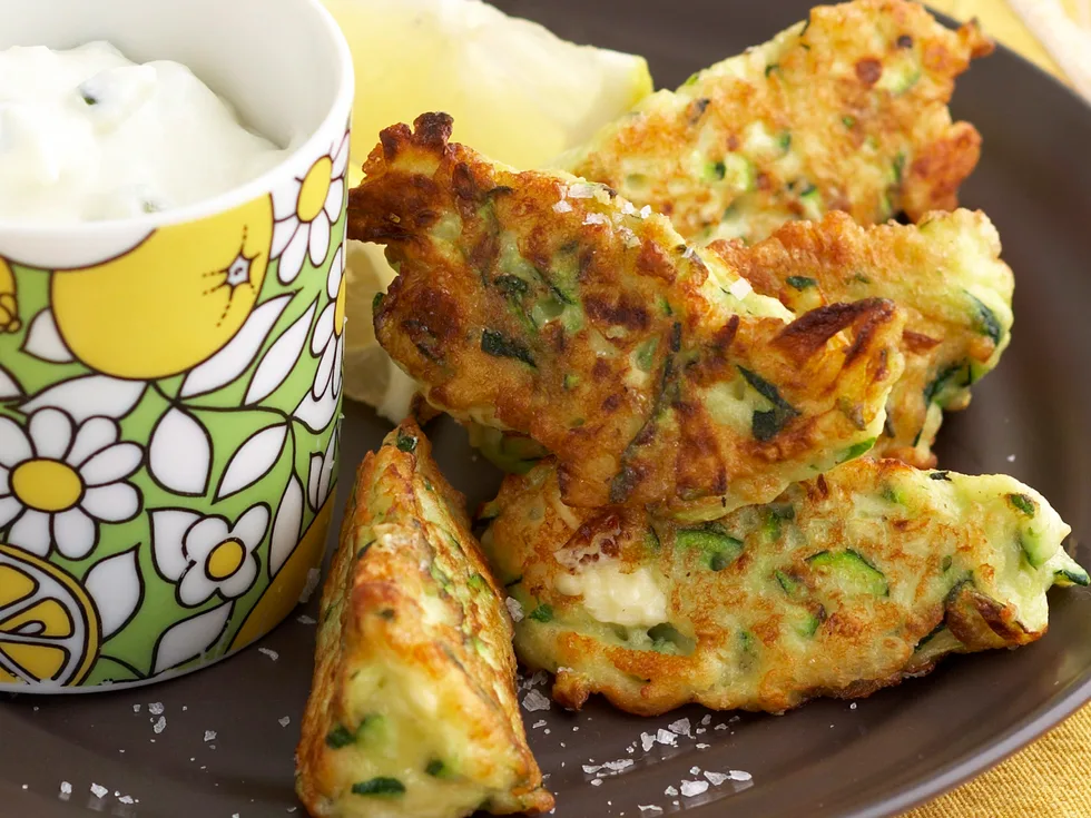 Zucchini and fetta fritters