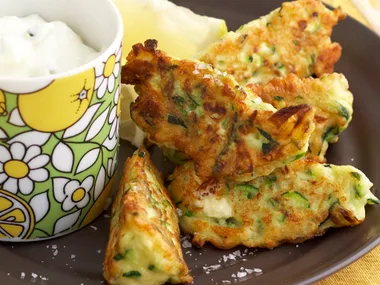 Zucchini and fetta fritters