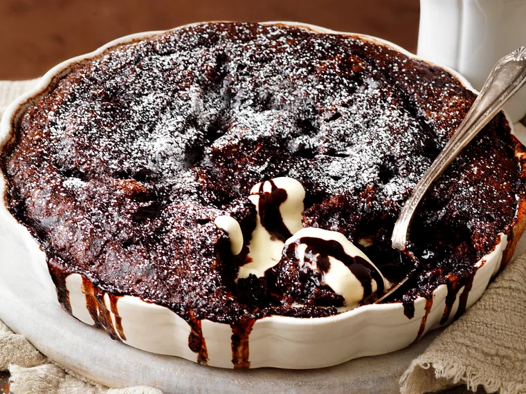 Chocolate and hazelnut self- saucing pudding