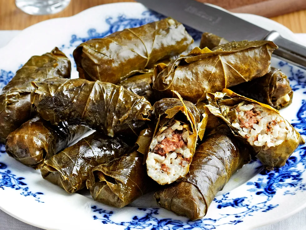 Minted lamb vine leaves