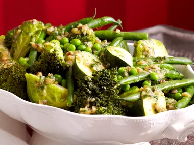 Mixed green vegetables with chestnut butter