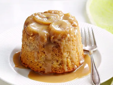 Sticky banana puddings with coconut caramel sauce