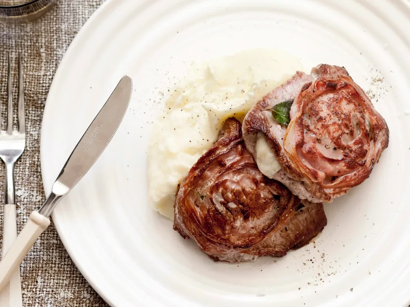Veal saltimbocca with truffle paris mash