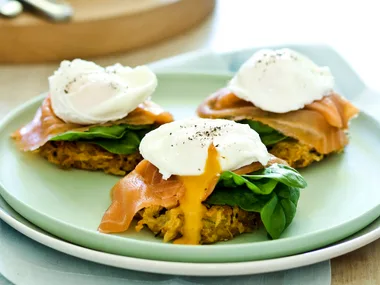 Potato stacks with smoked salmon