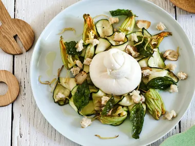 zucchini, basil and burrata salad