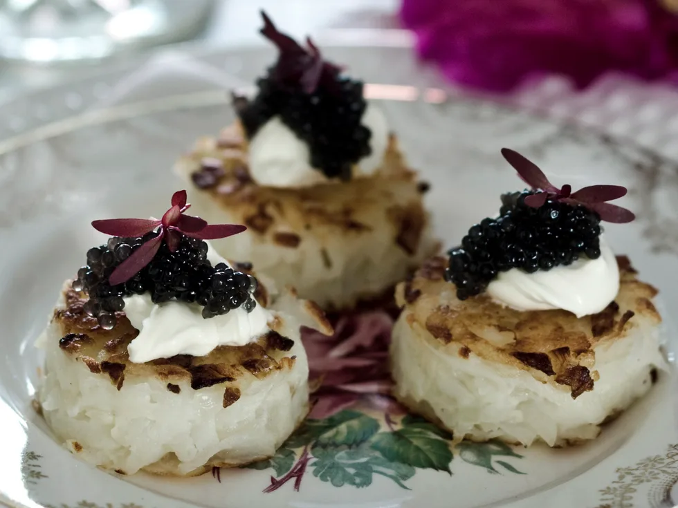 Potato Rosti with Caviar and Creme Fraiche