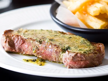 beef sirloin with Cafe de Paris butter