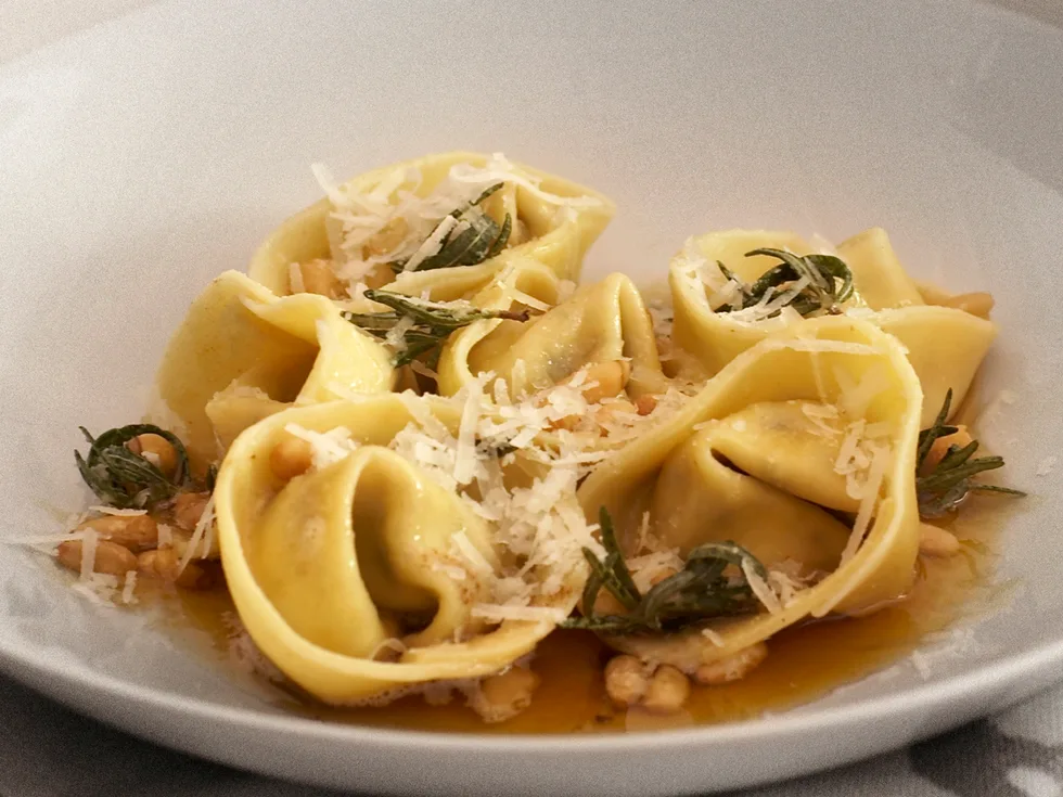 ricotta and olive tortellini with rosemary butter