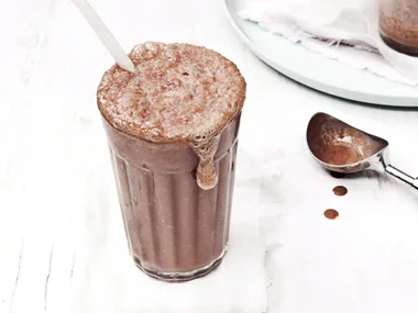 Banana, chocolate and vanilla bean smoothie