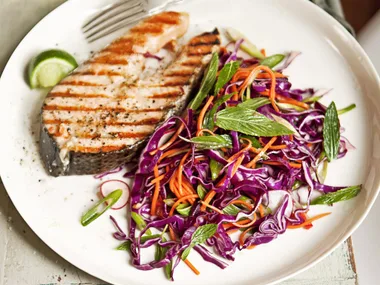 BBQ salmon cutlets with nam jim slam
