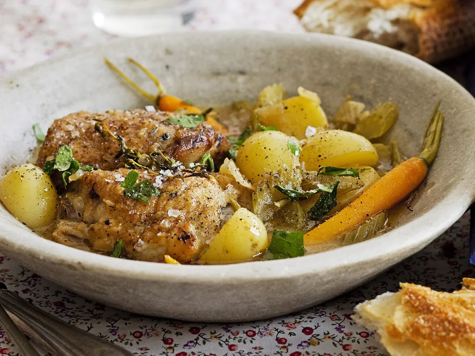 BRAISED CHICKEN WITH THYME and SHERRY
