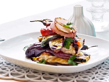 Chicken caponata stack