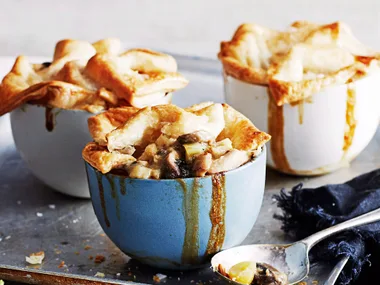 Chicken, leek and mushroom pot pies