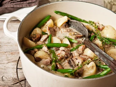 Chicken, potato and mushroom fricassee