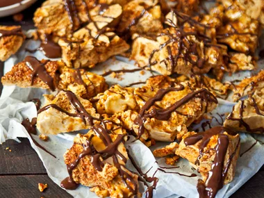 Chocolate drizzled honeycomb