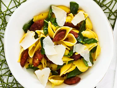 Chorizo rocket and pecorino salad
