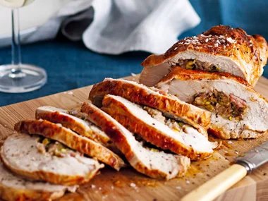 Fig and pistachio stuffed turkey breast