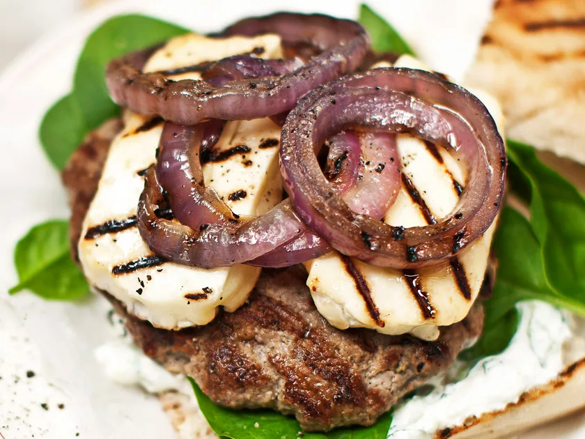 Greek lamb and haloumi burgers