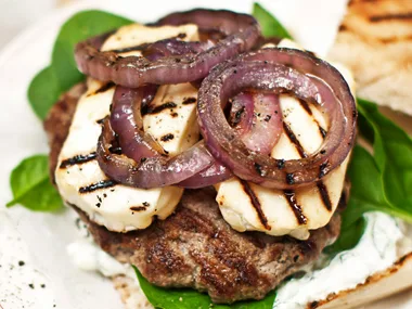 Greek lamb and haloumi burgers