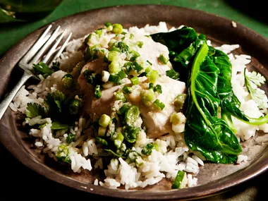 Hainan chicken with coriander rice