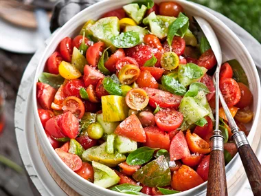 Heirloom tomato, basil and reduced balsamic salad