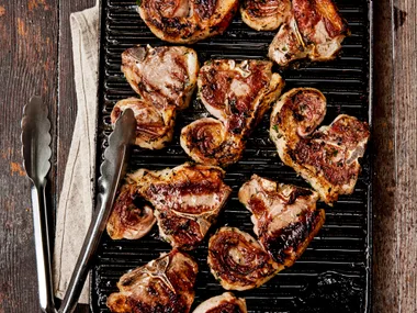 Herbed lamb chops with sweet potato Dauphinoise