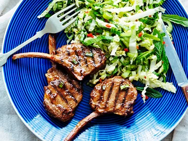HOISIN LAMB CUTLETS WITH SHREDDED CABBACE SALAD