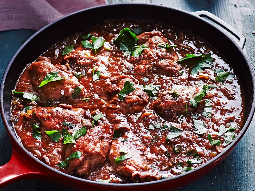 LEEK and RED WINE CHICKEN CHASSEUR